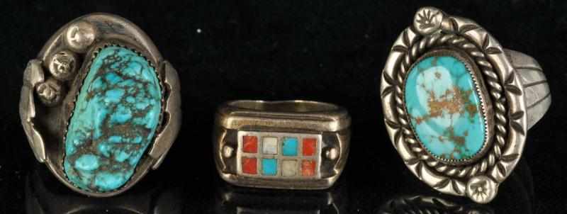 Appraisal: Lot of Heavy Native American Indian Rings Description Includes one