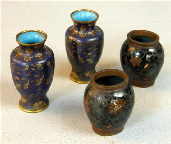 Appraisal: Two pairs of miniature cloisonne vases th century the first