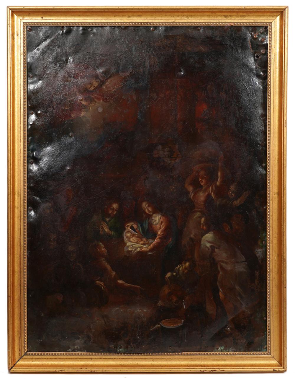 Appraisal: TH C OIL ON COPPER 'ADORATION OF THE SHEPHERDS' th