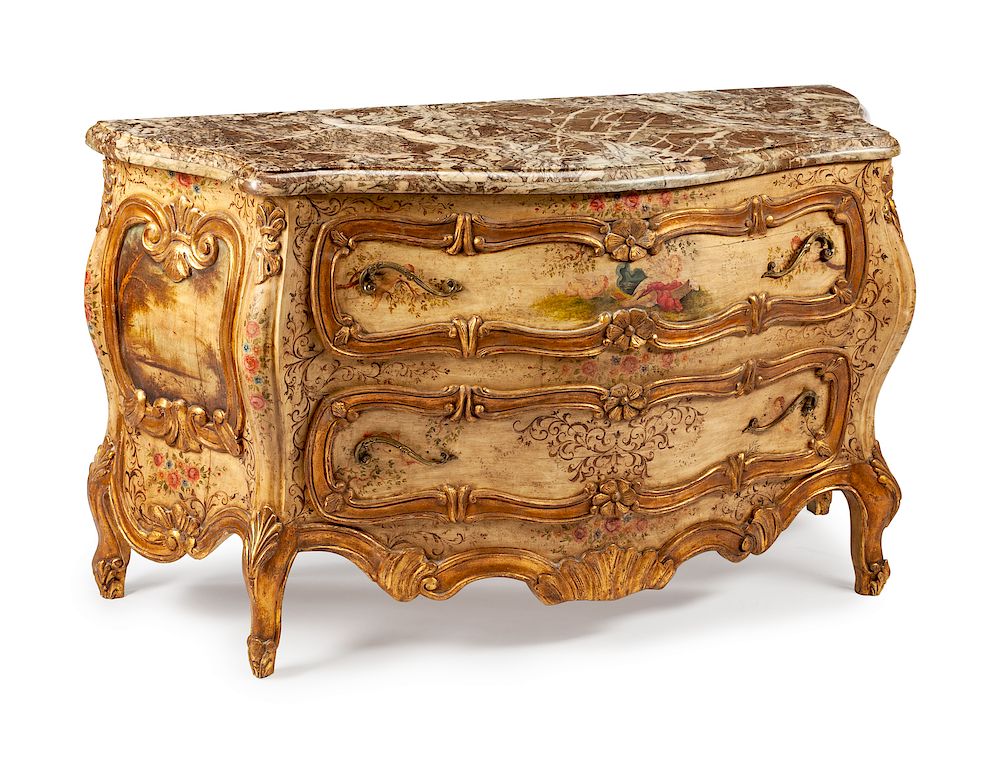 Appraisal: A Venetian Painted and Parcel Gilt Commode A Venetian Painted