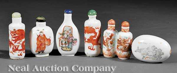 Appraisal: A Group of Six Antique Chinese Iron Red Decorated Porcelain