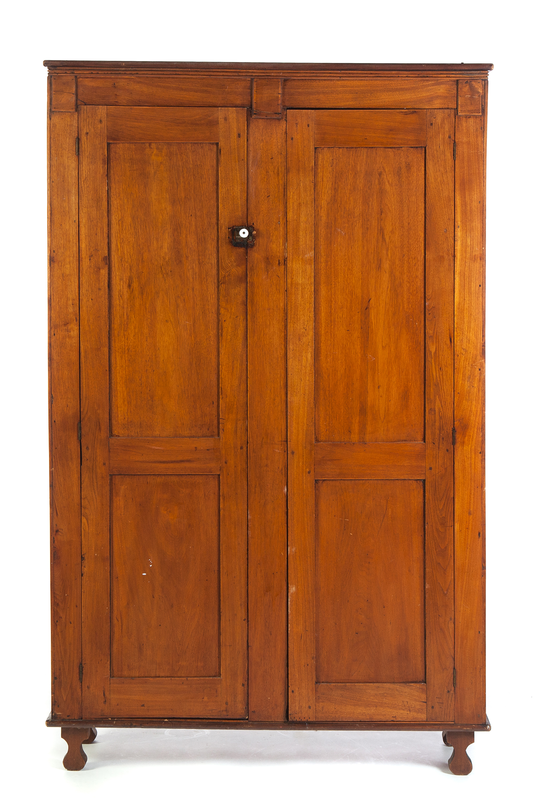 Appraisal: COUNTRY TWO-DOOR WARDROBE American rd quarter- th century walnut Simple