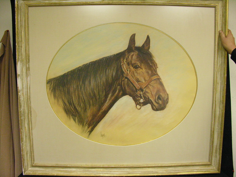 Appraisal: LOUIS LUPAS PORTRAIT OF RACEHORSE ROUND TABLE Bio - Louis