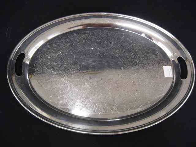 Appraisal: Gorham Silverplate Serving Tray fancy floral design handled '' x