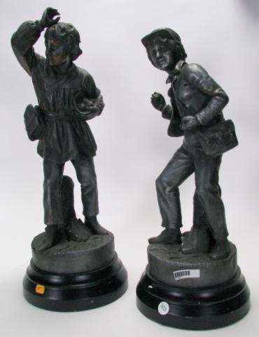 Appraisal: Pair of Cast Metal Decorator Sculptures depicting boy and girl