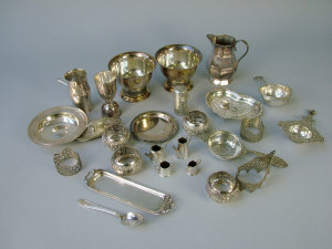 Appraisal: A th century silver miniature four piece tea service Birmingham