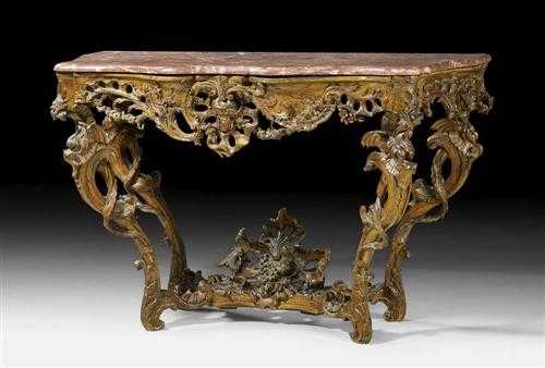 Appraisal: CONSOLE AUX DRAGONS Louis XV from a Paris master workshop