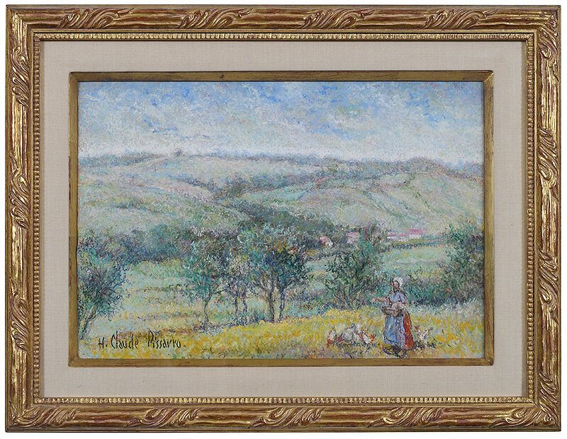 Appraisal: Hughes Claude Pissarro French born Feeding Chickens on a Hillside