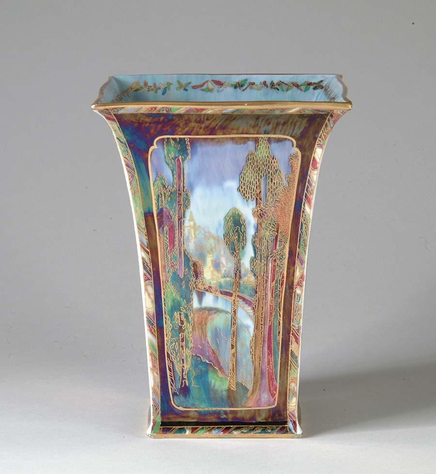 Appraisal: WEDGWOOD FAIRYLAND LUSTER VASE This beautiful square Fairyland Lustre vase