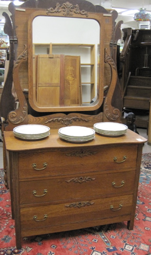 Appraisal: LATE VICTORIAN OAK DRESSER WITH MIRROR American late th century