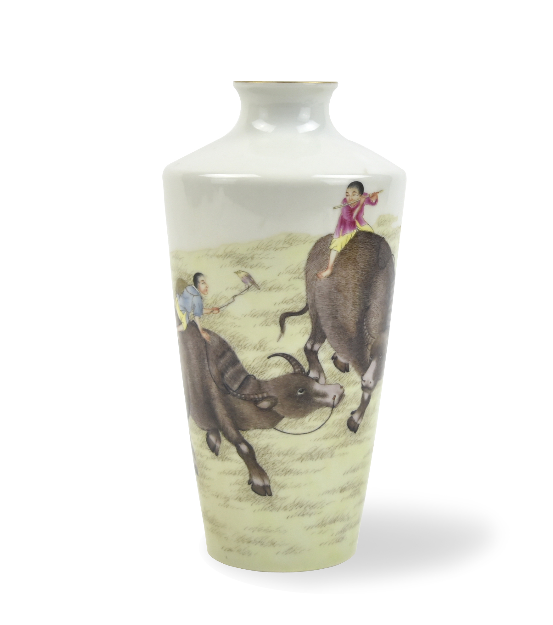 Appraisal: the vase is painted with two boys riding on two