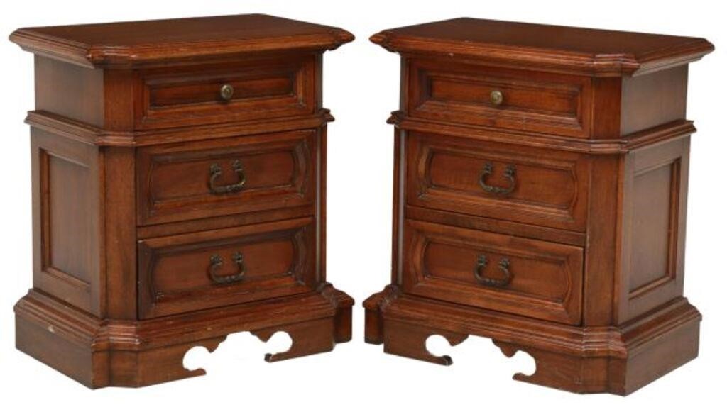 Appraisal: pair Italian Baroque style nightstands th c case fitted with