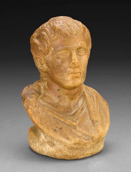 Appraisal: A carved alabaster bust of a nobleman after the antique