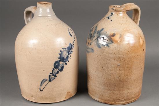 Appraisal: Two American cobalt decorated salt glazed stoneware jugs jugs of