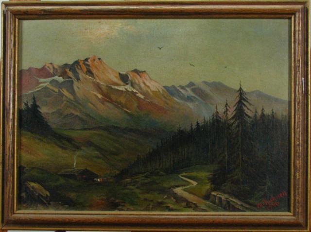 Appraisal: P Kuhnen x Oil on Board Signed Lower Right Mountain