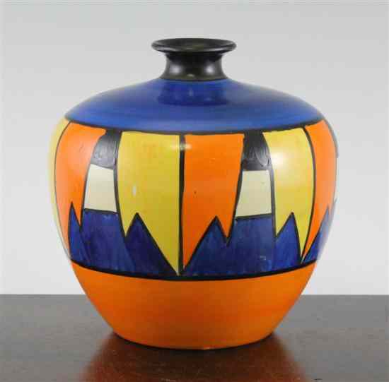 Appraisal: A Clarice Cliff Original Bizarre pattern ovoid vase c decorated