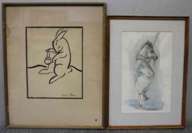 Appraisal: BIANCO Pamela Artworks a Bunny a Unicorn Both signed indistinctly