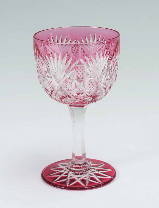 Appraisal: DORFLINGER PALE CRANBERRY ROYAL PATTERN CUT GLASS WINE Rare Pale