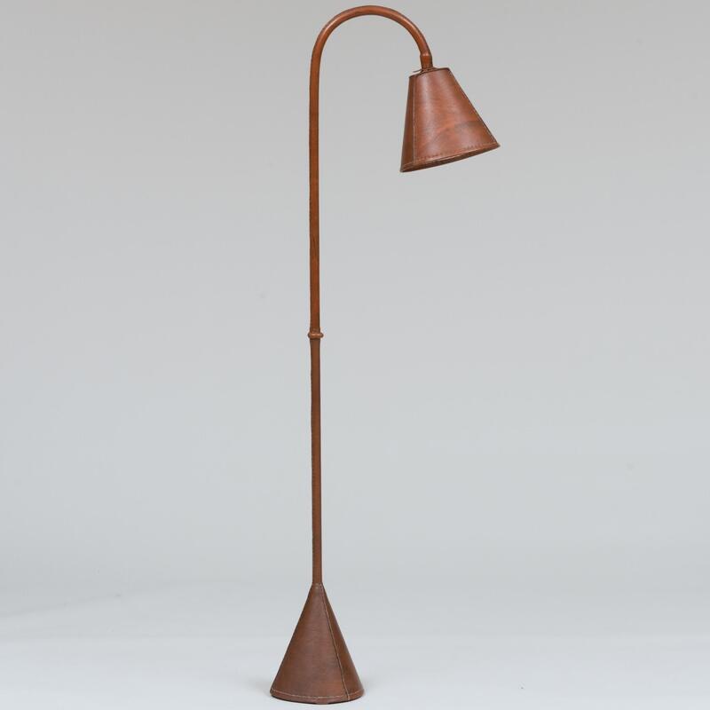 Appraisal: Contemporary Leather Wrapped Metal Floor Lamp ft in x x