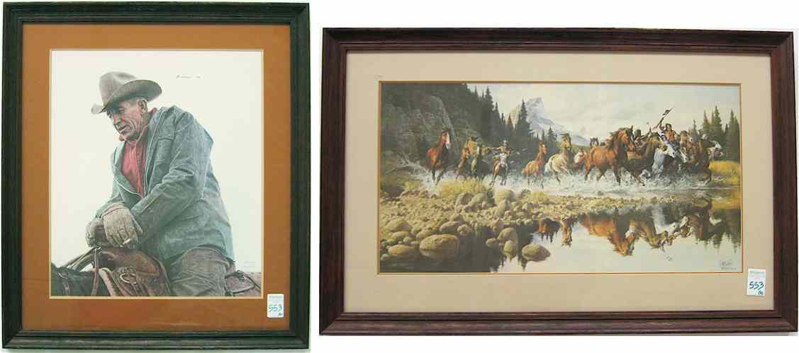 Appraisal: TWO COLOR LITHOGRAPHS James Bama Wyoming New York b ''Ken