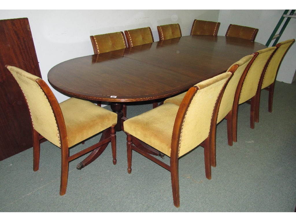 Appraisal: Regency style dining room suite comprising triple pedestal table one