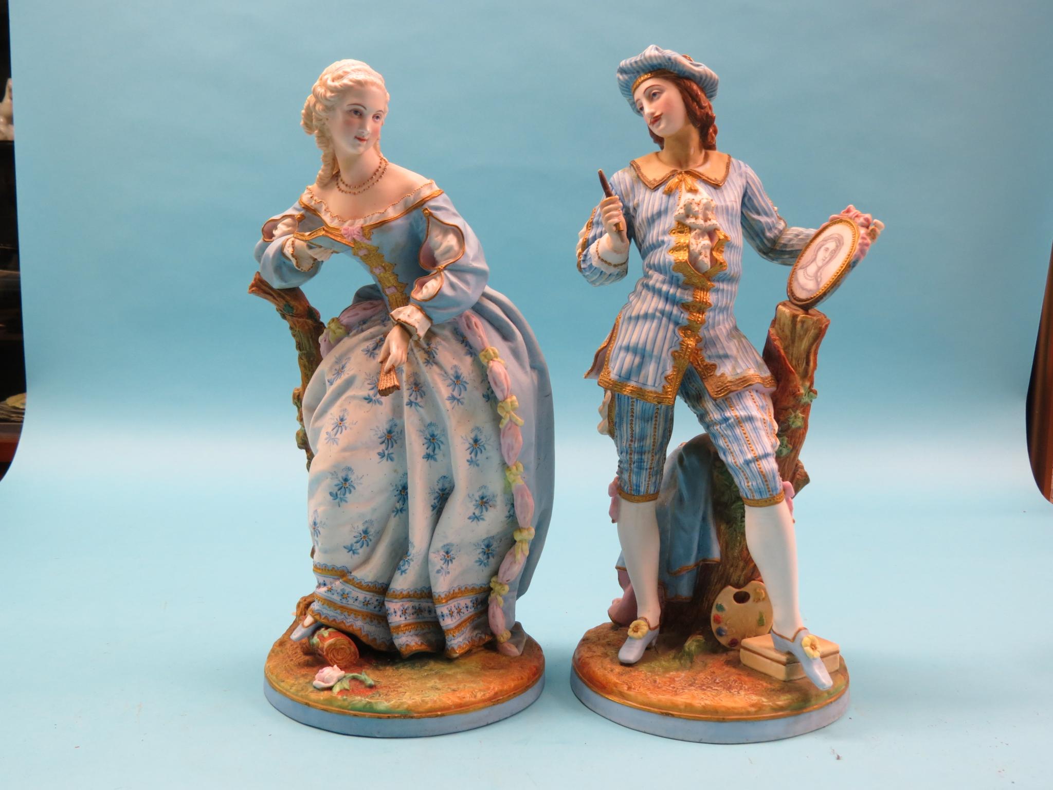 Appraisal: A pair of large th century French bisque figures male