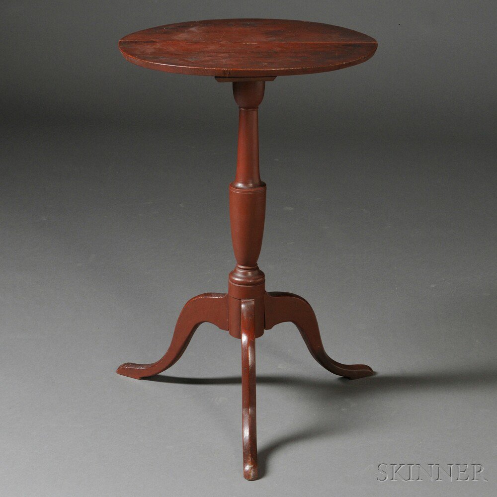 Appraisal: Queen Anne Red-painted Cherry Candlestand New England late th century