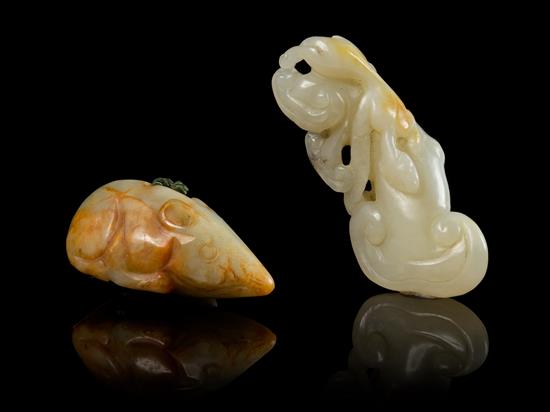 Appraisal: Sale Lot Two Carved Jade Articles one of a celadon