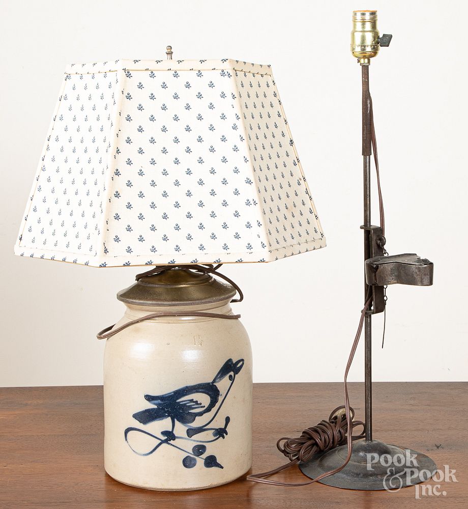 Appraisal: Stoneware table lamp and fat lamp table lamp Stoneware table