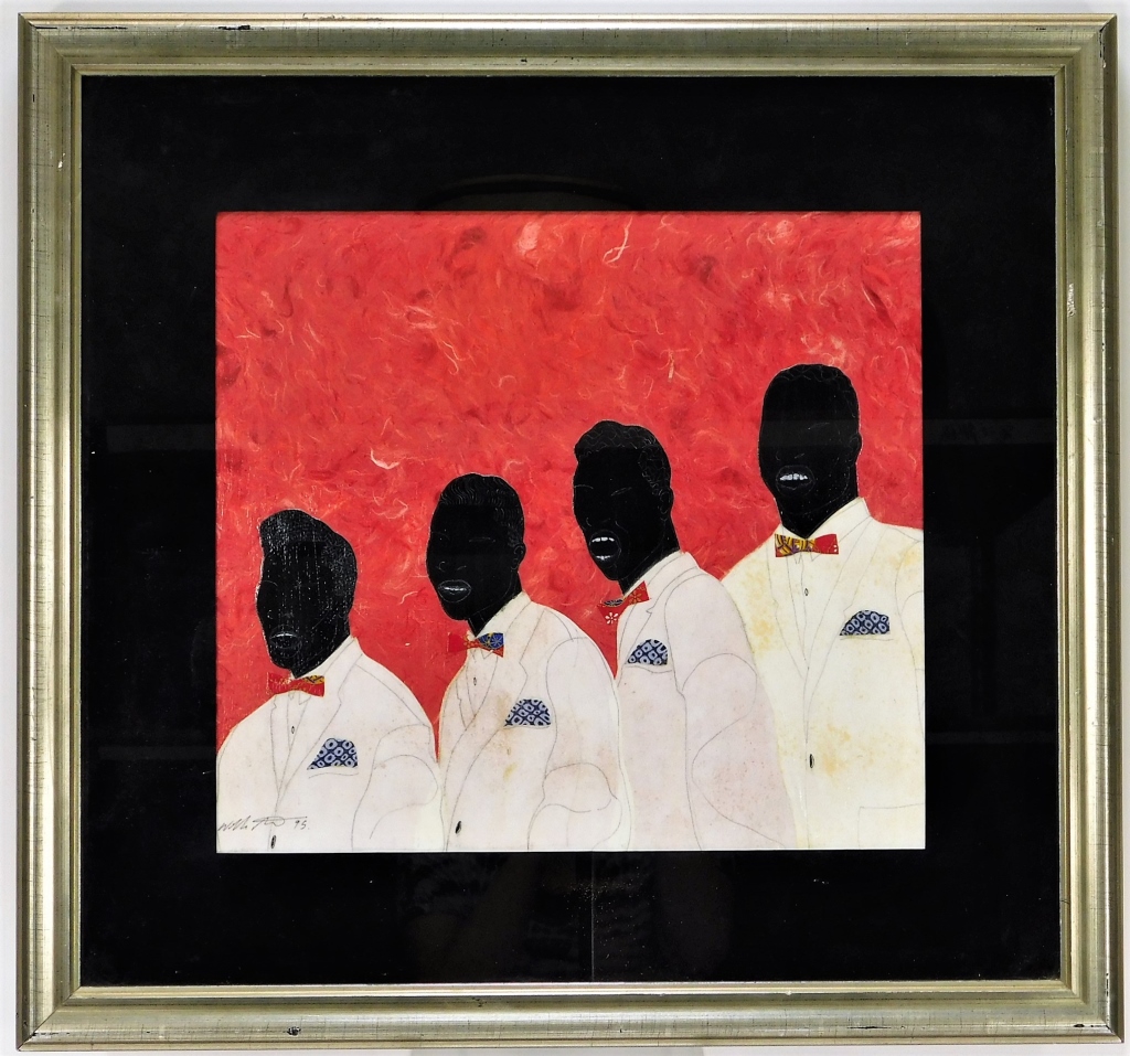 Appraisal: AMERICAN MODERN BARBERSHOP QUARTET PAINTING United States th CenturyDepicts four