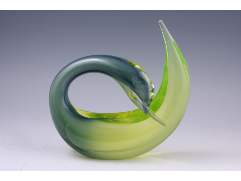 Appraisal: Salviati Signed Glass Swan Sculpture light green and of exceptional