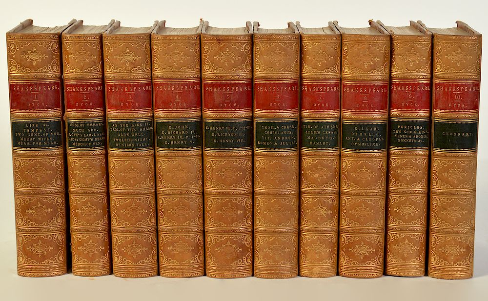 Appraisal: Vols Works of Shakespeare leather bound volumes of The Works