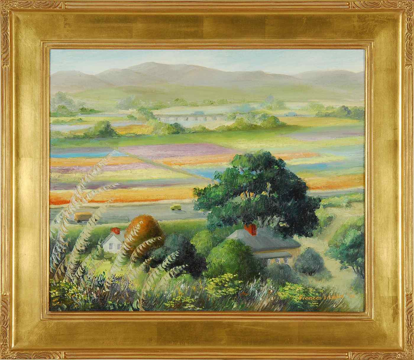 Appraisal: FRANCES J LAKEAmerican th CenturyFloral Fields Lompac Ca'' Signed lower