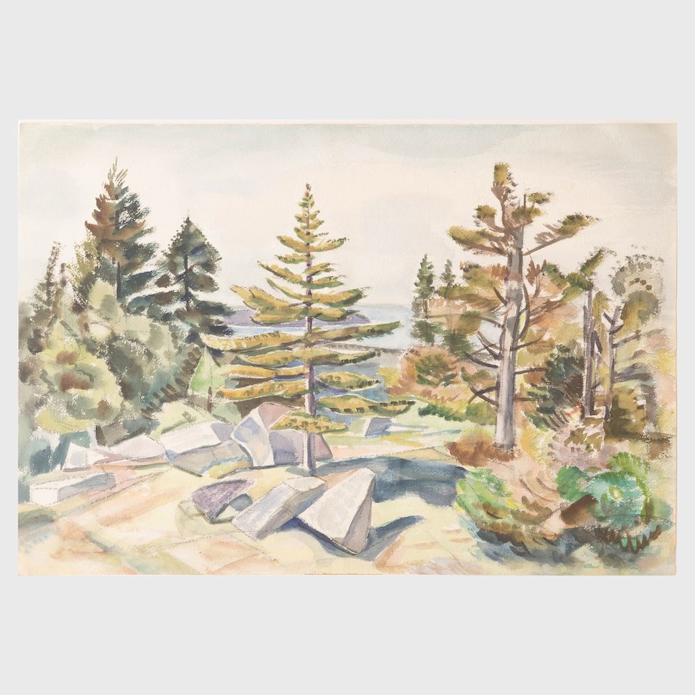 Appraisal: Carl Gordon Cutler - Granite and Evergreens Watercolor on paper