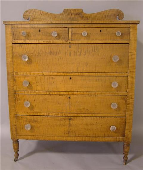 Appraisal: AMERICAN SHERATON TIGER MAPLE CHEST OF DRAWERS Early th century