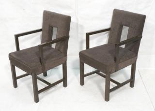 Appraisal: Pr PAUL FRANKL Style Arm Dining Chairs Gray chen Pr