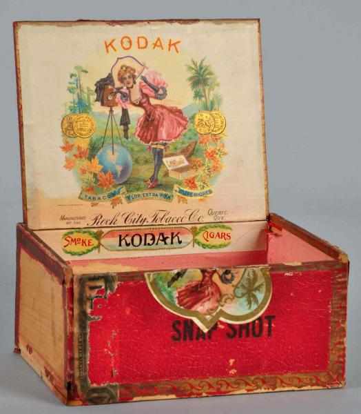 Appraisal: Wooden Kodak Cigar Box Description Quite rare Lid is detached