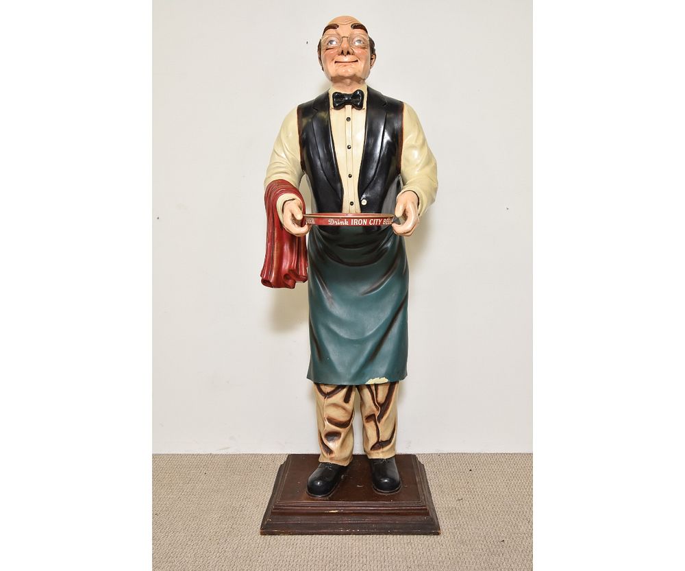 Appraisal: Fiberglass Beer Hall Waiter Large fiberglass beer hall waiter with