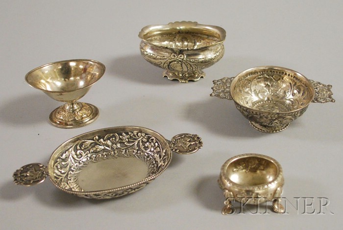 Appraisal: Five Silver and Silver Plated Continental Items a c mid-