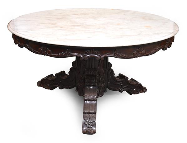 Appraisal: AN ANTIQUE ANGLO INDIAN MARBLE TOP MAHOGANY FRAMED CENTRE TABLE