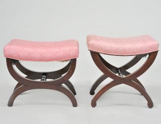 Appraisal: TWO NEO-CLASSICAL MAHOGANY STOOLS European Early th Century Each of