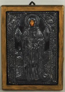 Appraisal: Icon Of St Paraskevc In Silver Riza Framed Icon of