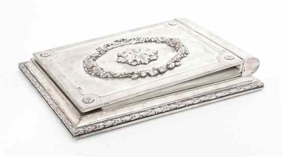 Appraisal: A Russian Silver Desk Notepad Holder of rectangular form having