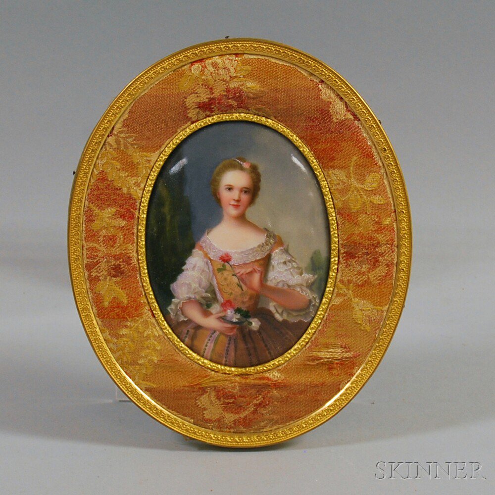 Appraisal: Continental Porcelain Portrait Plaque th century with enameled portrait of