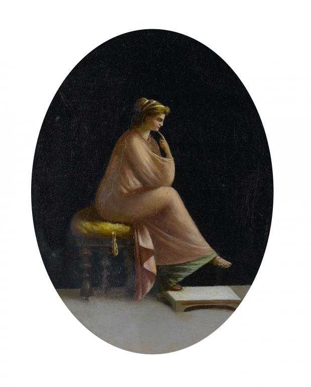 Appraisal: FOLLOWER OF MICHAELANGELO MAESTRI LATE TH CENTURY CLASSICAL WOMAN SEATED