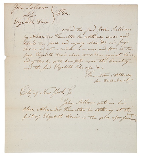 Appraisal: HAMILTON ALEXANDER Autograph Document Signed Hamilton Attorney for Defendant additionally