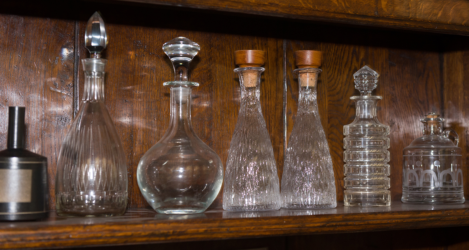 Appraisal: SIX ASSORTED GLASS AND CRYSTAL DECANTERS largest measuring h x