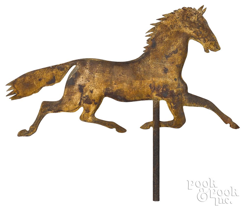 Appraisal: Swell bodied zinc running horse weathervane Swell bodied zinc running