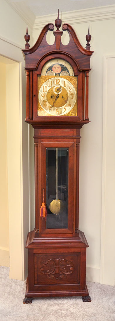 Appraisal: MAHOGANY TALLCASE CLOCK WITH MOONPHASE DIAL Late th to early