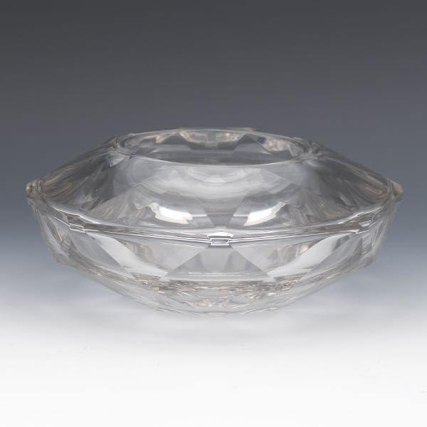 Appraisal: BACCARAT BOWL x Faceted crystal bowl squat form acid etched